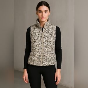 Loft Puffer Vest SP Cream Tan Black Zip Front And Pockets
